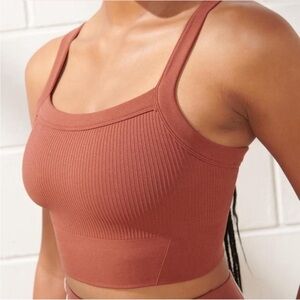Abercrombie YPB Women's Ribbed Rust Bralette sports bra